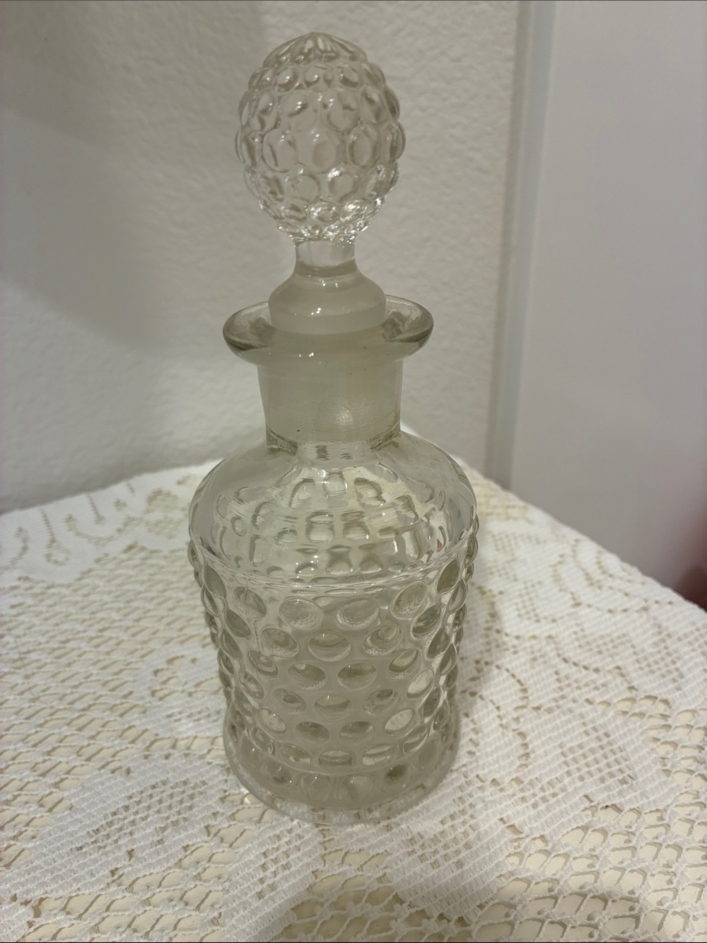 Clear Glass Hobnail-Pattern Perfume Bottle by Richard’s & Hartley